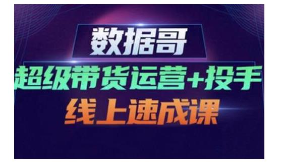 数据哥·超级带货运营+投手线上速成课，快速提升运营和熟悉学会投手技巧-副业资源站 | 数域行者