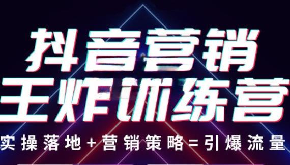 抖音营销王炸训练营，实操落地+营销策略=引爆流量（价值8960元）-副业资源站 | 数域行者