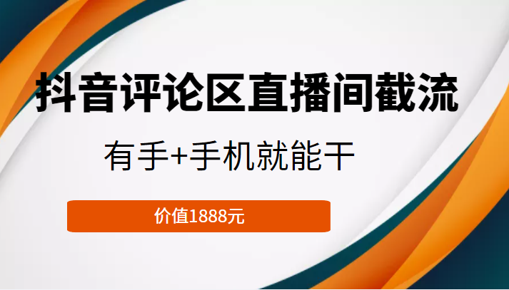 抖音评论区直播间截流，有手+手机就能干，门槛极低，模式可大量复制（价值1888元）-副业资源站 | 数域行者