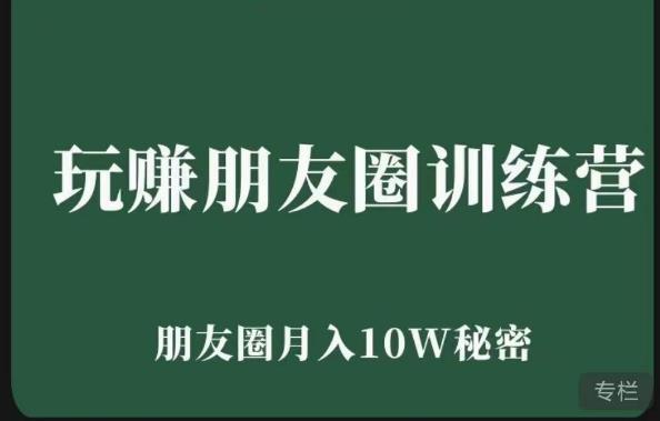 玩赚朋友圈系统课，朋友圈月入10W的秘密，​7天系统图文课程-副业资源站 | 数域行者