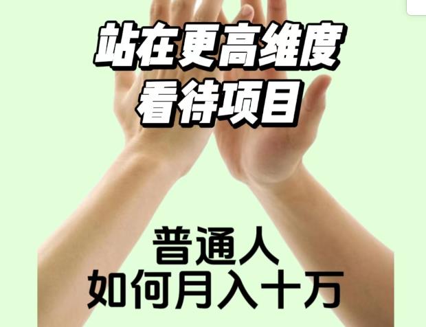 2023最火项目：站在更高维度看待项目，普通人如何月入十万【揭秘】-副业资源站 | 数域行者