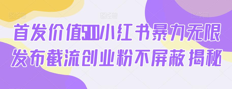 首发价值5100小红书暴力无限发布截流创业粉不屏蔽揭秘-副业资源站 | 数域行者