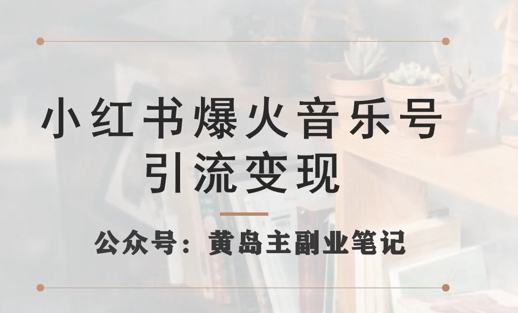 小红书爆火音乐号引流变现项目，视频版一条龙实操玩法分享给你-副业资源站 | 数域行者