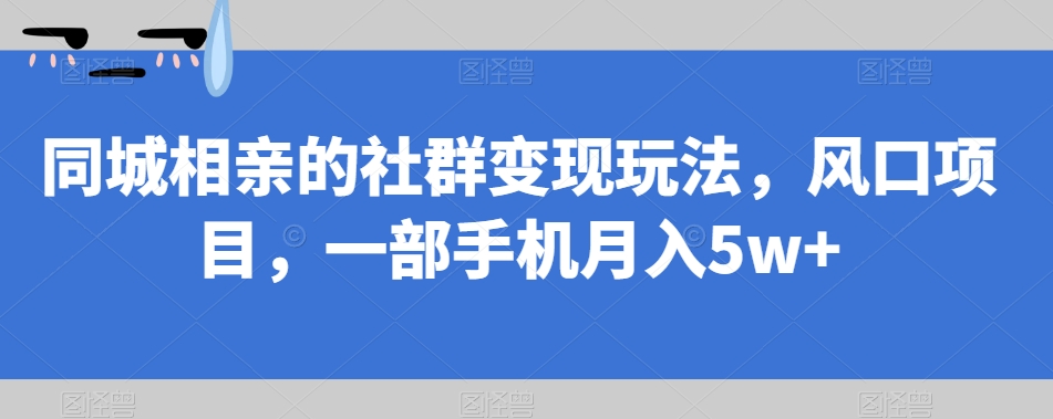 同城相亲的社群变现玩法，风口项目，一部手机月入5w+【揭秘】-副业资源站 | 数域行者