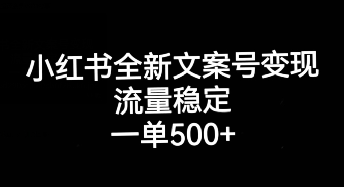 小红书全新文案号变现，流量稳定，一单收入500+-副业资源站 | 数域行者