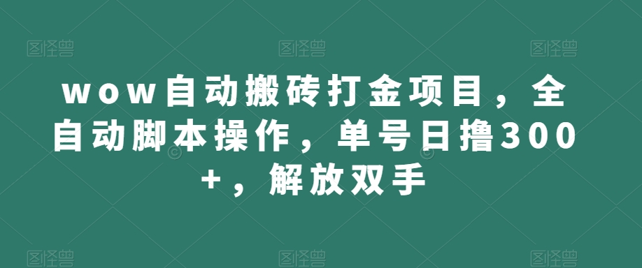 wow自动搬砖打金项目，全自动脚本操作，单号日撸300+，解放双手【揭秘】-副业资源站 | 数域行者