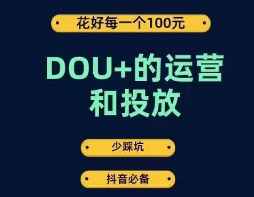 DOU+的运营和投放，花1条DOU+的钱，成为DOU+的投放高手，少走弯路不采坑-副业资源站 | 数域行者