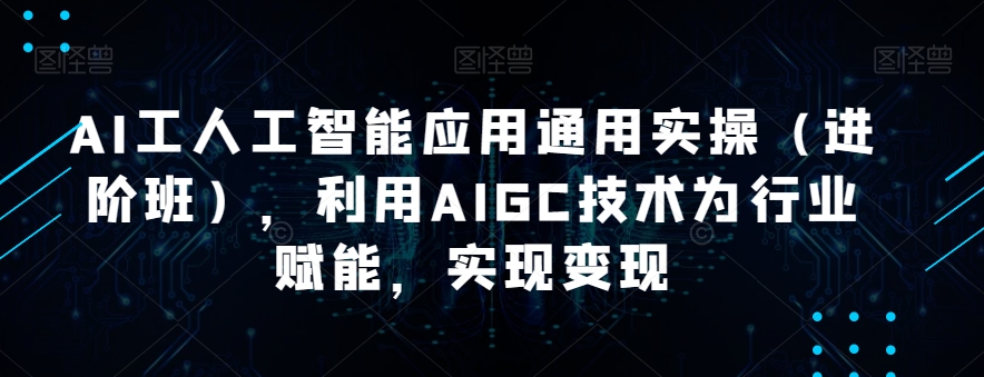 AI工人工智能应用通用实操（进阶班），利用AIGC技术为行业赋能，实现变现-副业资源站 | 数域行者