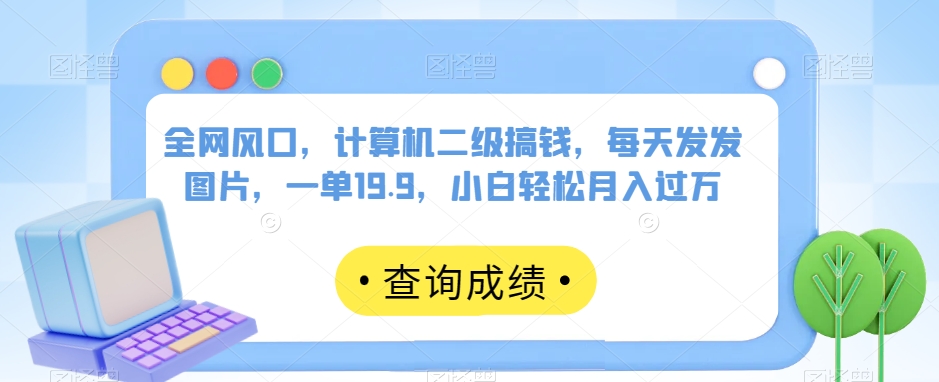 全网风口，计算机二级搞钱，每天发发图片，一单19.9，小白轻松月入过万【揭秘】-副业资源站 | 数域行者