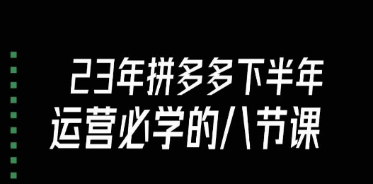 大牙·23年下半年拼多多运营必学的八节课（18节完整）-副业资源站 | 数域行者