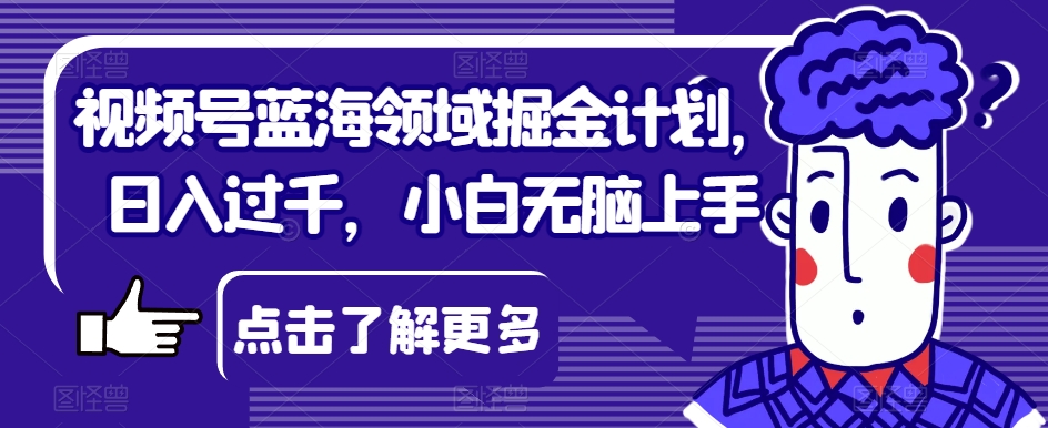 视频号蓝海领域掘金计划，日入过千，小白无脑上手【揭秘】-副业资源站 | 数域行者