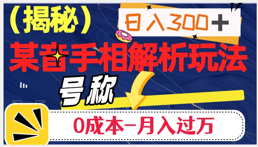 日入300+的，抖音手相解析玩法，号称0成本月入过万（揭秘）-副业资源站 | 数域行者