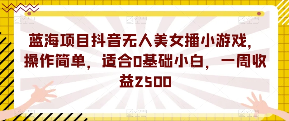 蓝海项目抖音无人美女播小游戏，操作简单，适合0基础小白，一周收益2500【揭秘】-副业资源站 | 数域行者