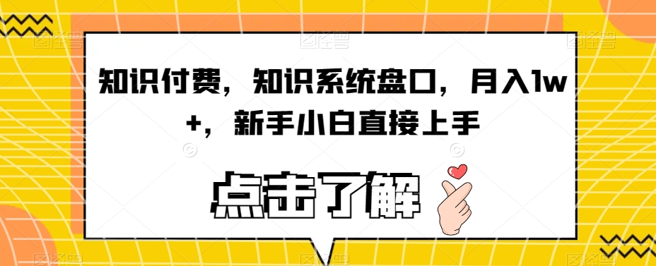 知识付费，知识系统盘口，月入1w+，新手小白直接上手-副业资源站 | 数域行者