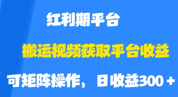 搬运视频获取平台收益，平台红利期，附保姆级教程【揭秘】-副业资源站 | 数域行者