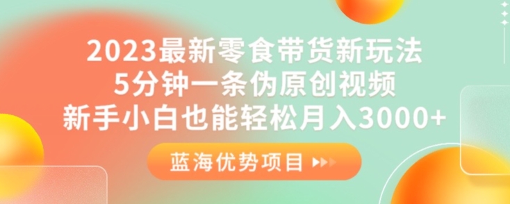 2023最新零食带货新玩法，5分钟一条伪原创视频，新手小白也能轻松月入3000+【揭秘】-副业资源站 | 数域行者