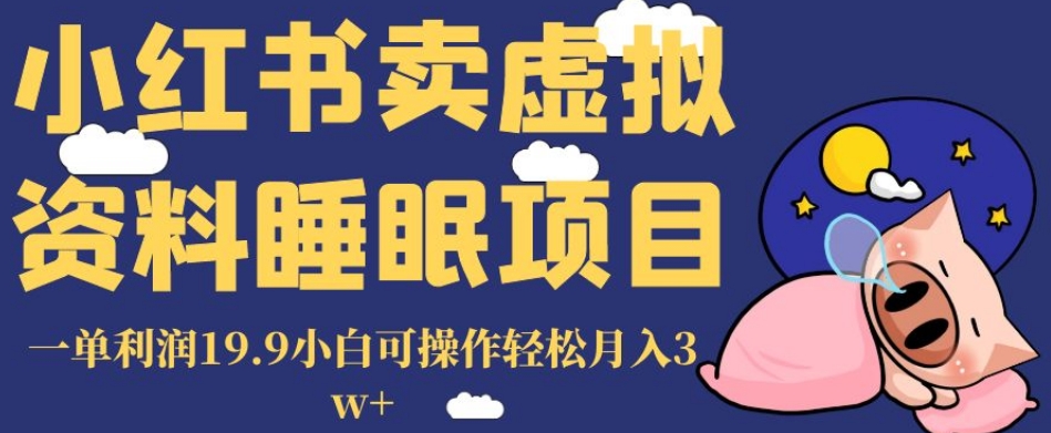 小红书卖虚拟资料睡眠项目，一单利润19.9小白可操作轻松月入3w+【揭秘】-副业资源站 | 数域行者