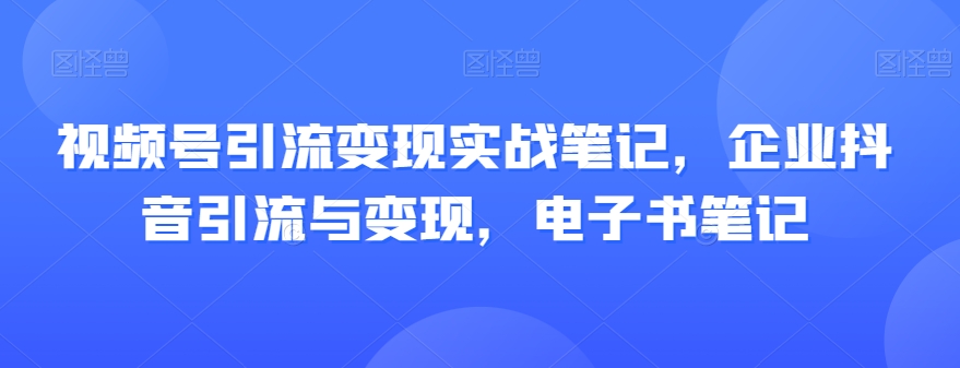 视频号引流变现实战笔记，企业抖音引流与变现，电子书笔记-副业资源站 | 数域行者