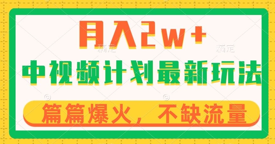 中视频计划全新玩法，月入2w+，收益稳定，几分钟一个作品，小白也可入局【揭秘】-副业资源站 | 数域行者