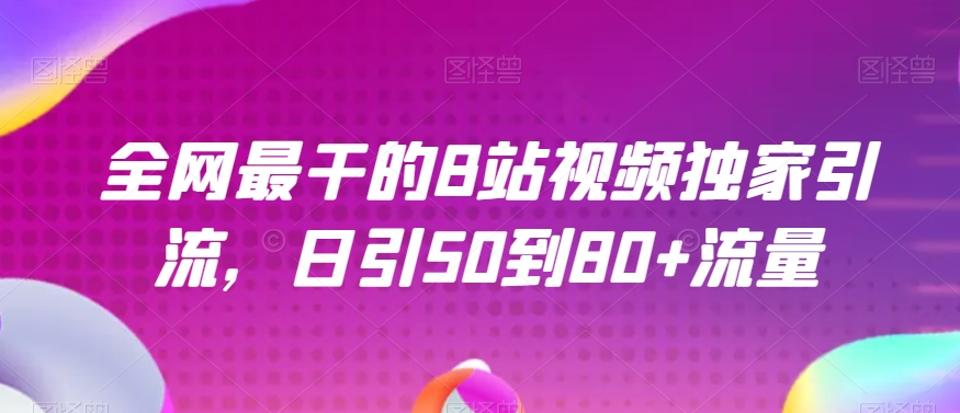 全网最干的B站视频独家引流，日引50到80+流量【揭秘】-副业资源站 | 数域行者