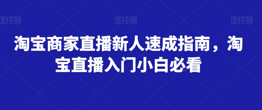 淘宝商家直播新人速成指南，淘宝直播入门小白必看-副业资源站 | 数域行者