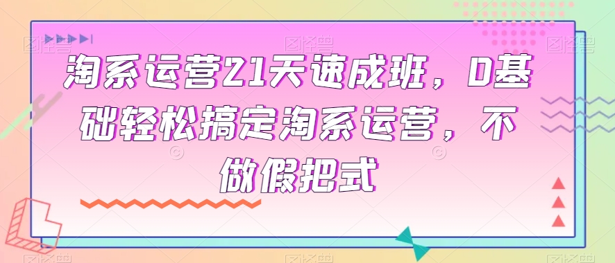 淘系运营21天速成班，0基础轻松搞定淘系运营，不做假把式-副业资源站 | 数域行者