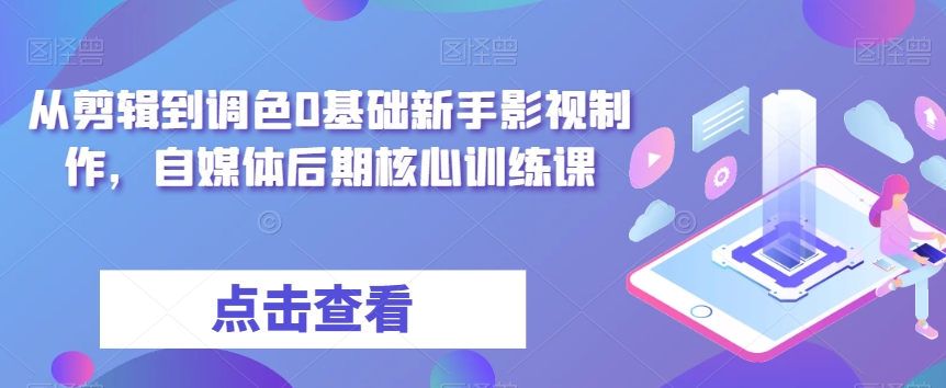 从剪辑到调色0基础新手影视制作，自媒体后期核心训练课-副业资源站 | 数域行者