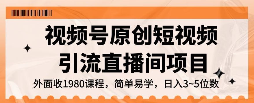 视频号原创短视频引流直播间项目，日入3~5五位数【揭秘】-副业资源站 | 数域行者