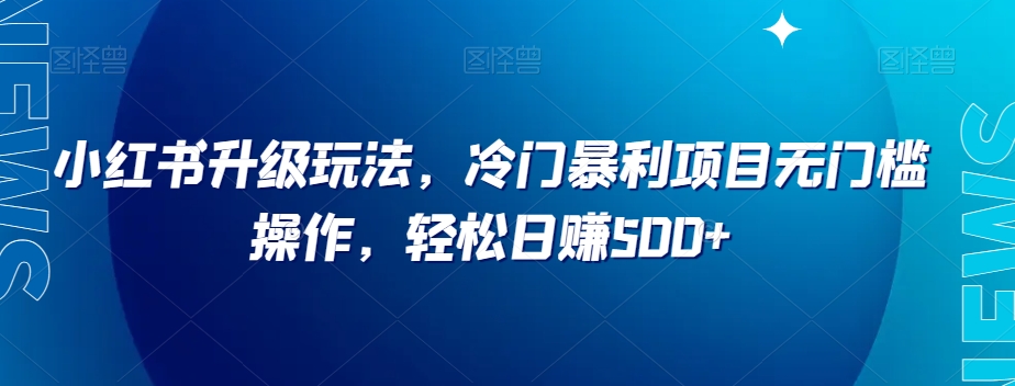 小红书升级玩法，冷门暴利项目无门槛操作，轻松日赚500+【揭秘】-副业资源站 | 数域行者