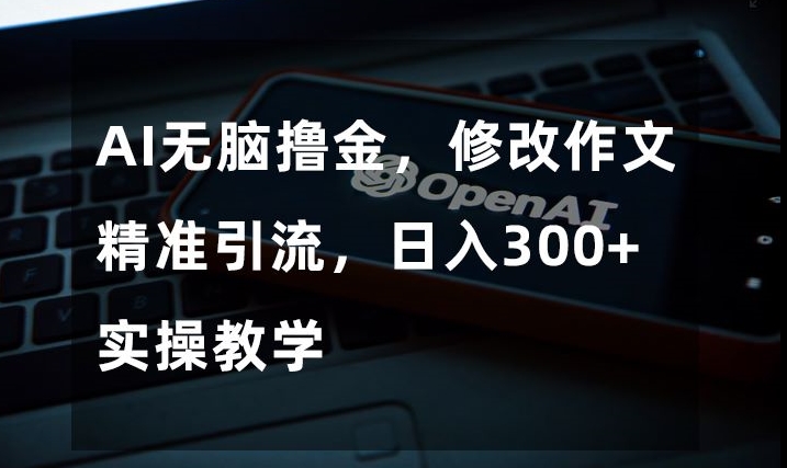 AI无脑撸金，修改作文精准引流，日入300+，实操教学【揭秘】-副业资源站 | 数域行者