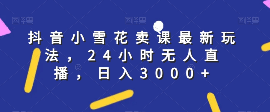 抖音小雪花卖课最新玩法，24小时无人直播，日入3000+【揭秘】-副业资源站 | 数域行者