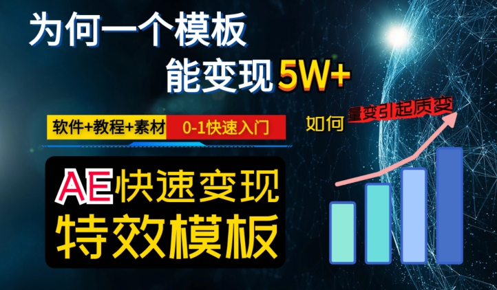 AE视频特效模板变现月入3-5W，0-1快速入门，软件+教程+素材-副业资源站 | 数域行者