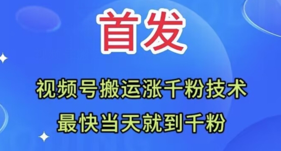 全网首发：视频号无脑搬运涨千粉技术，最快当天到千粉【揭秘】-副业资源站 | 数域行者