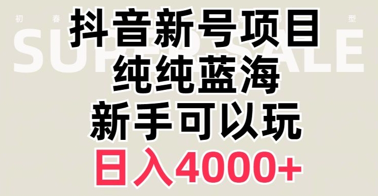 抖音蓝海赛道，必须是新账号，日入4000+【揭秘】-副业资源站 | 数域行者