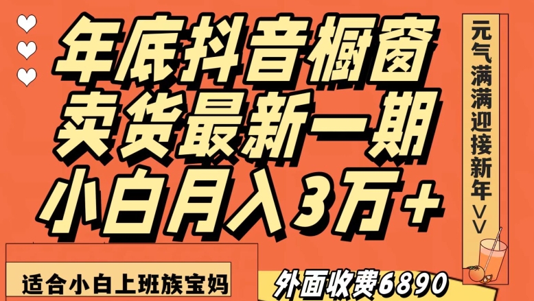 外面收费6890元年底抖音橱窗卖货最新一期，小白月入3万，适合小白上班族宝妈【揭秘】-副业资源站 | 数域行者