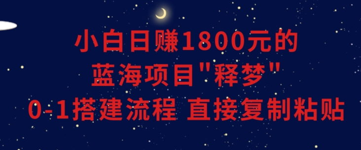 小白能日赚1800元的蓝海项目”释梦”0-1搭建流程可直接复制粘贴长期做【揭秘】-副业资源站 | 数域行者