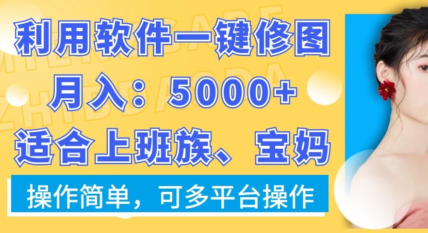 利用软件一键修图月入5000+，适合上班族、宝妈，操作简单，可多平台操作【揭秘】-副业资源站 | 数域行者