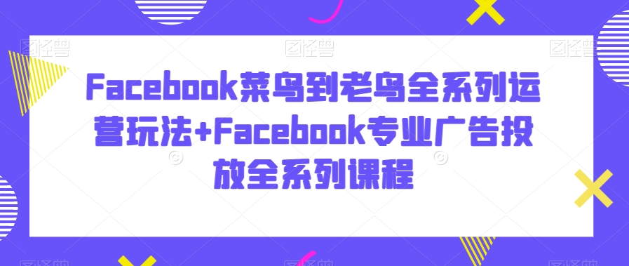 Facebook菜鸟到老鸟全系列运营玩法+Facebook专业广告投放全系列课程-副业资源站 | 数域行者