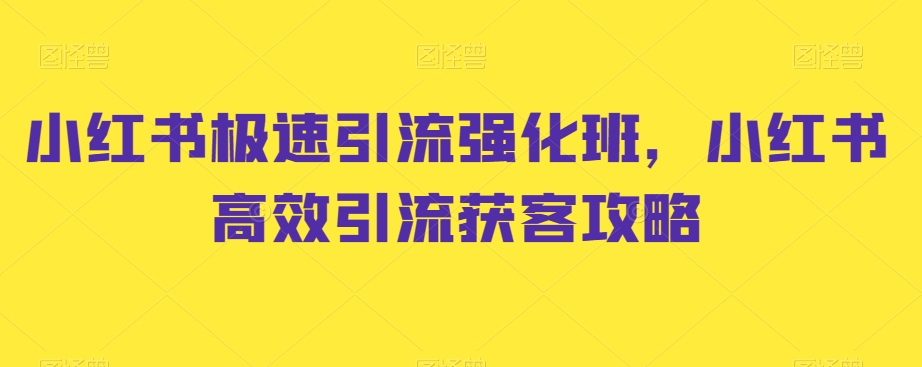 小红书极速引流强化班，小红书高效引流获客攻略-副业资源站 | 数域行者