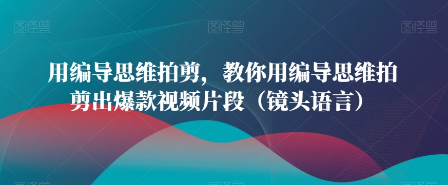 用编导思维拍剪，教你用编导思维拍剪出爆款视频片段（镜头语言）-副业资源站 | 数域行者