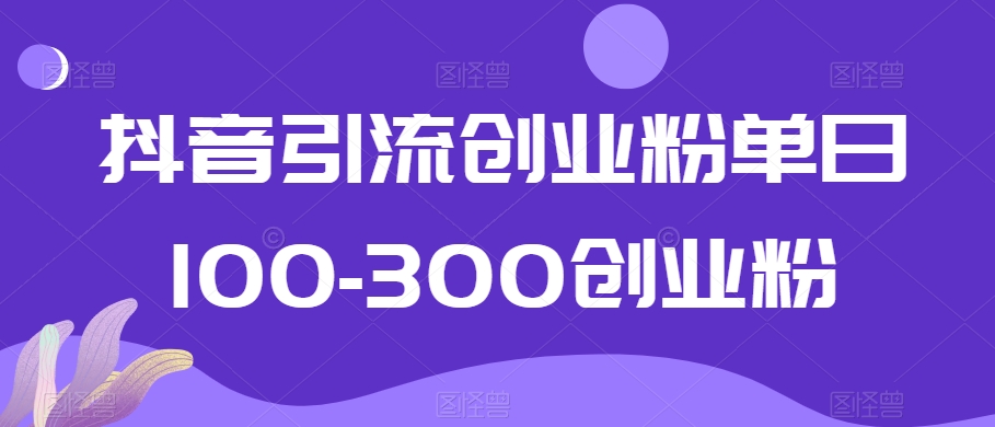 抖音引流创业粉单日100-300创业粉【揭秘】-副业资源站 | 数域行者