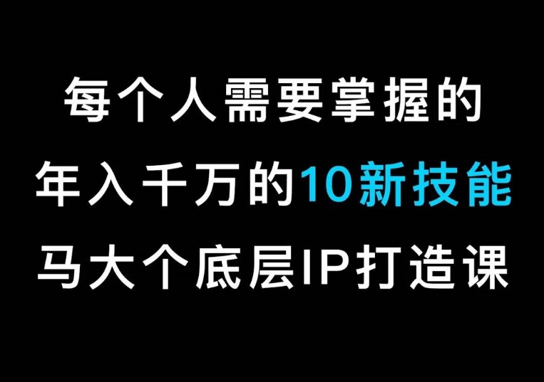 马大个的IP底层逻辑课，​每个人需要掌握的年入千万的10新技能，约会底层IP打造方法！-副业资源站 | 数域行者