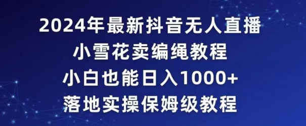 2024年抖音最新无人直播小雪花卖编绳项目，小白也能日入1000+落地实操保姆级教程【揭秘】-副业资源站 | 数域行者