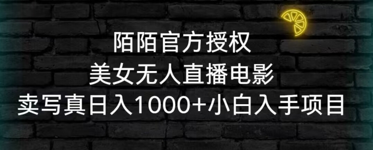 陌陌官方授权美女无人直播电影，卖写真日入1000+小白入手项目【揭秘】-副业资源站 | 数域行者