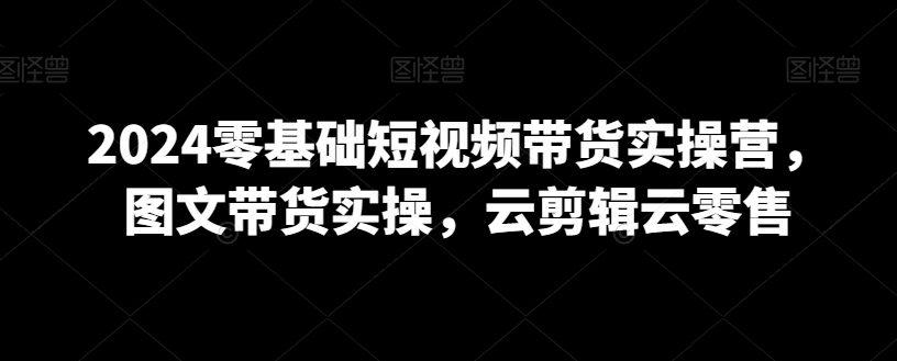 2024零基础短视频带货实操营，图文带货实操，云剪辑云零售-副业资源站 | 数域行者