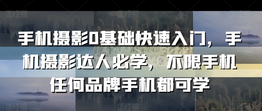 手机摄影0基础快速入门，手机摄影达人必学，不限手机任何品牌手机都可学-副业资源站 | 数域行者