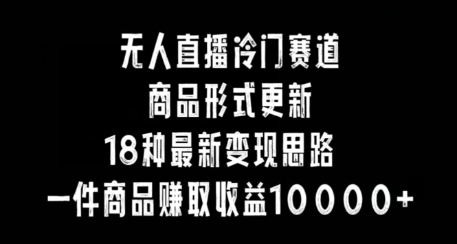 无人直播冷门赛道，商品形式更新，18种变现思路，一件商品赚取收益10000+【揭秘】-副业资源站 | 数域行者