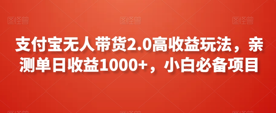 支付宝无人带货2.0高收益玩法，亲测单日收益1000+，小白必备项目【揭秘】-副业资源站 | 数域行者