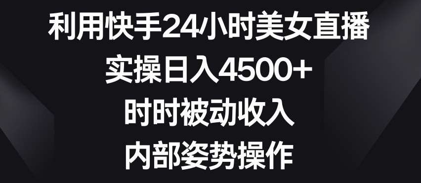 利用快手24小时美女直播，实操日入4500+，时时被动收入，内部姿势操作【揭秘】-副业资源站 | 数域行者