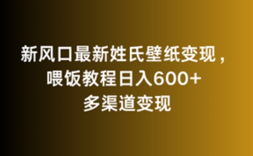 新风口最新姓氏壁纸变现，喂饭教程日入600+【揭秘】-副业资源站 | 数域行者